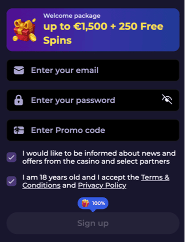 Registration at Highflybet casino